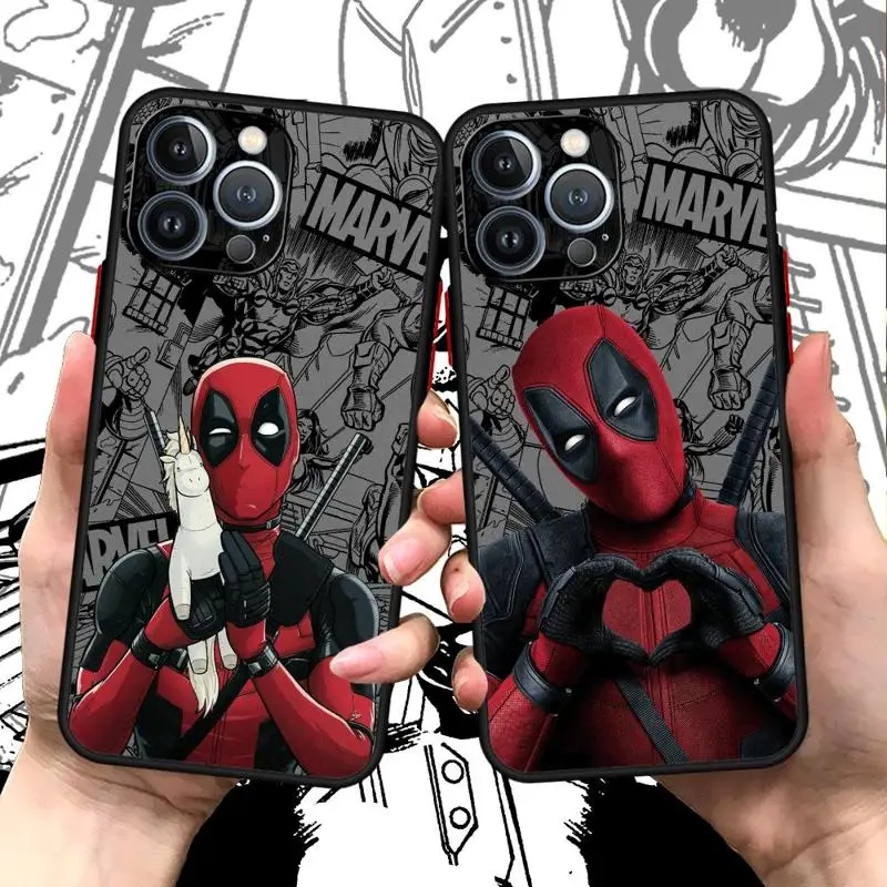 Marvel Deadpool Phone Case for iPhone 15 Plus SE XR 14 Pro Max 11 XS Max 12 Pro 13 Mini 7 8 Soft Matte Funda Cover