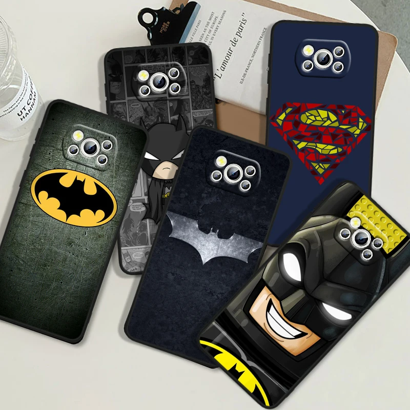 Batman Superman For POCO X6 M6 C55 C50 C40 C3 F5 F4 F3 M6 M5 M4 4G 5G GT Pro Silicone Black Phone Case