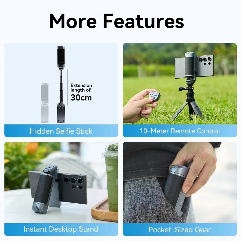TELESIN Phone Camera Selfie Grip Selfie Device Phone Stand Bluetooth-Compatible Custom Remote Control Adapter Grip Handle Holder - Image 4