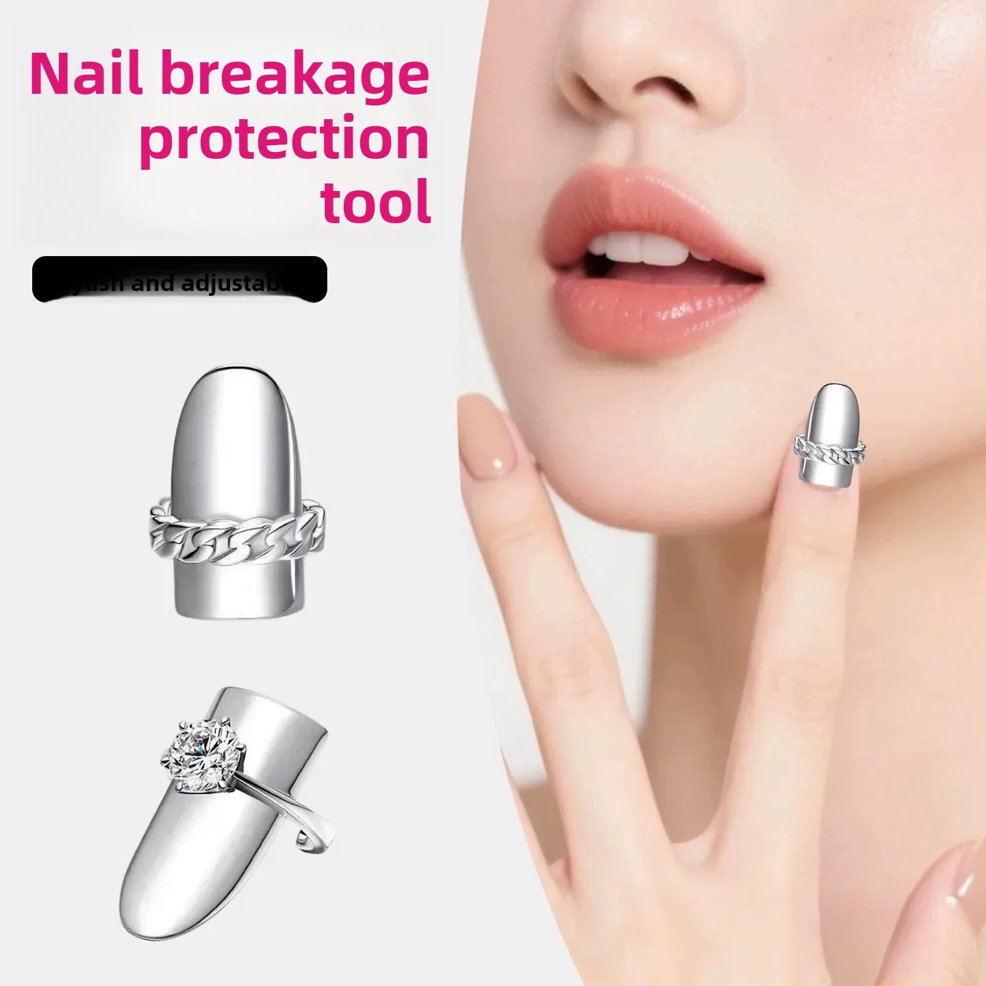 Adjustable Protection Cap for Nail Design Wind Resistant Wear for Daily Use Anti Breakage Thumb Finger Nail Cover