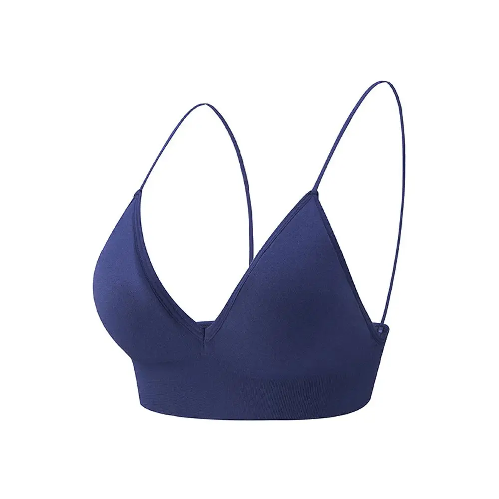 Thin Push Up Seamless Boneless Women Crop Top Sports Bra Fitness Yoga Top Deep V  Bralettes