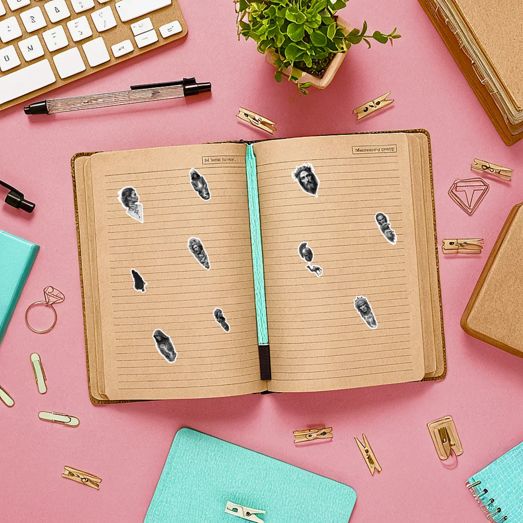 35 قطعة ملصقات صورة أحادية اللون شخصيات ثقافية عتيقة ملصقات صناعة يدوية ملصقات لأجهزة الكمبيوتر المحمول سجل القصاصات