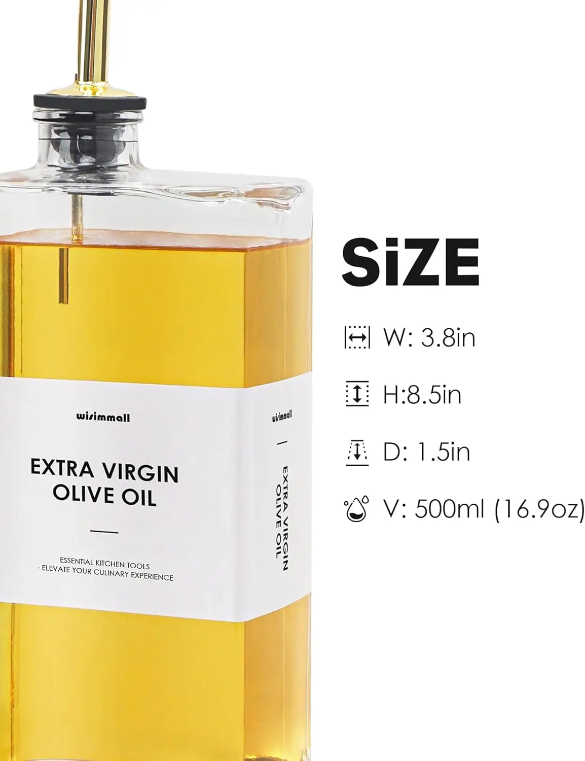 Olive Oil Dispenser For Kitchen, Glass Oil Bottle 500ML Oil And Vinegar Dispenser Set Of 2, Cooking Oil Dispenser With 2 Stainle