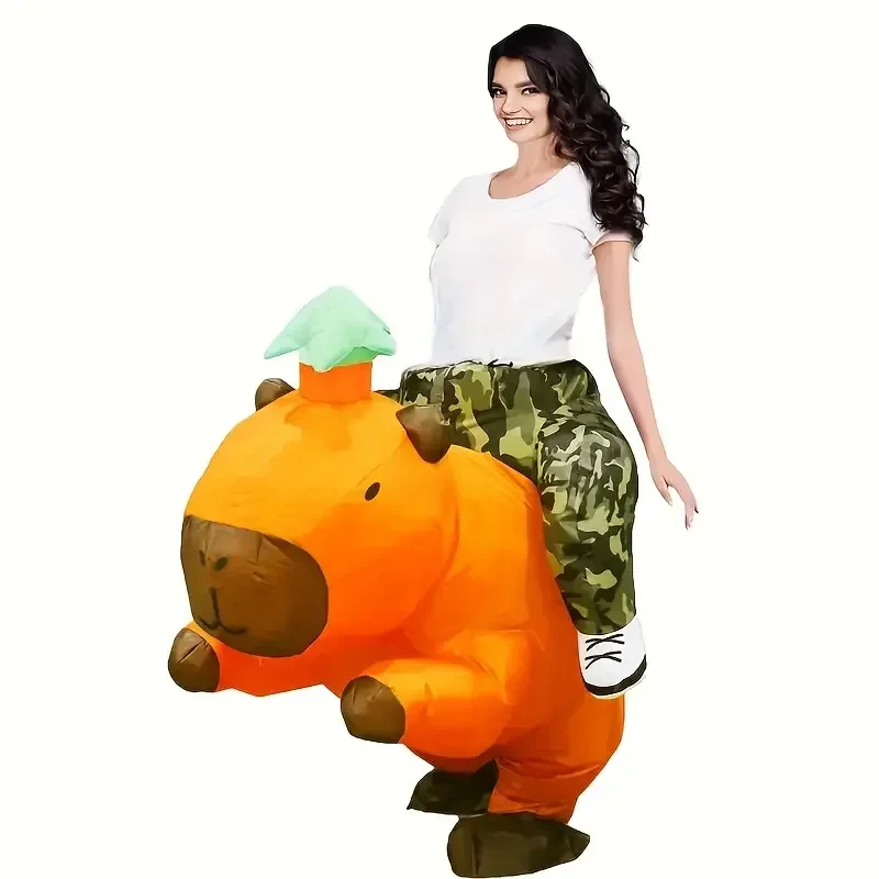 Ride-On Opblaasbaar Capibara Kostuum Grappig Dier Capibara cosplay opblaasbaar Outfit Halloween Carnaval Anime Expo Feestjurk rekwisieten
