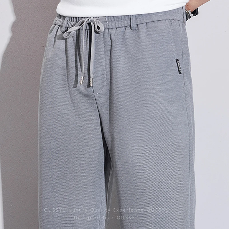 Men's Breathable Mesh Fabric Joggers Casual Pants Sweatpants 2026 New Summer Anti Scratch Drape Straight Pants Trousers Man 38