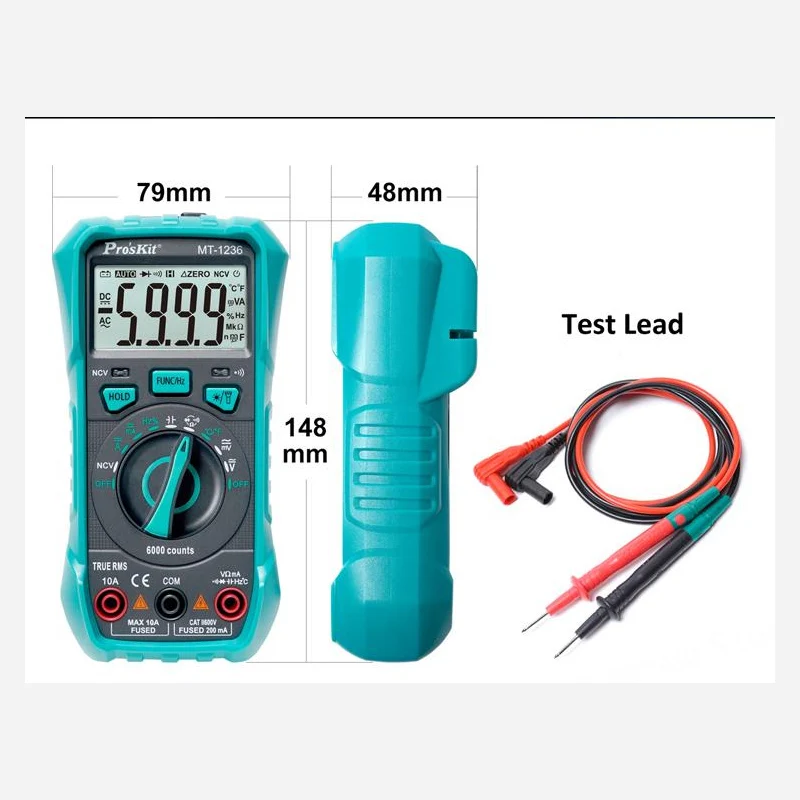 

Pro'sKit MT-1236 3-5/6 Цифровой мультиметр True RMS ACA ACV DCA DCV Автоматический диапазон Электрик Измеритель с защитой от ожогов Светодиодное освещение