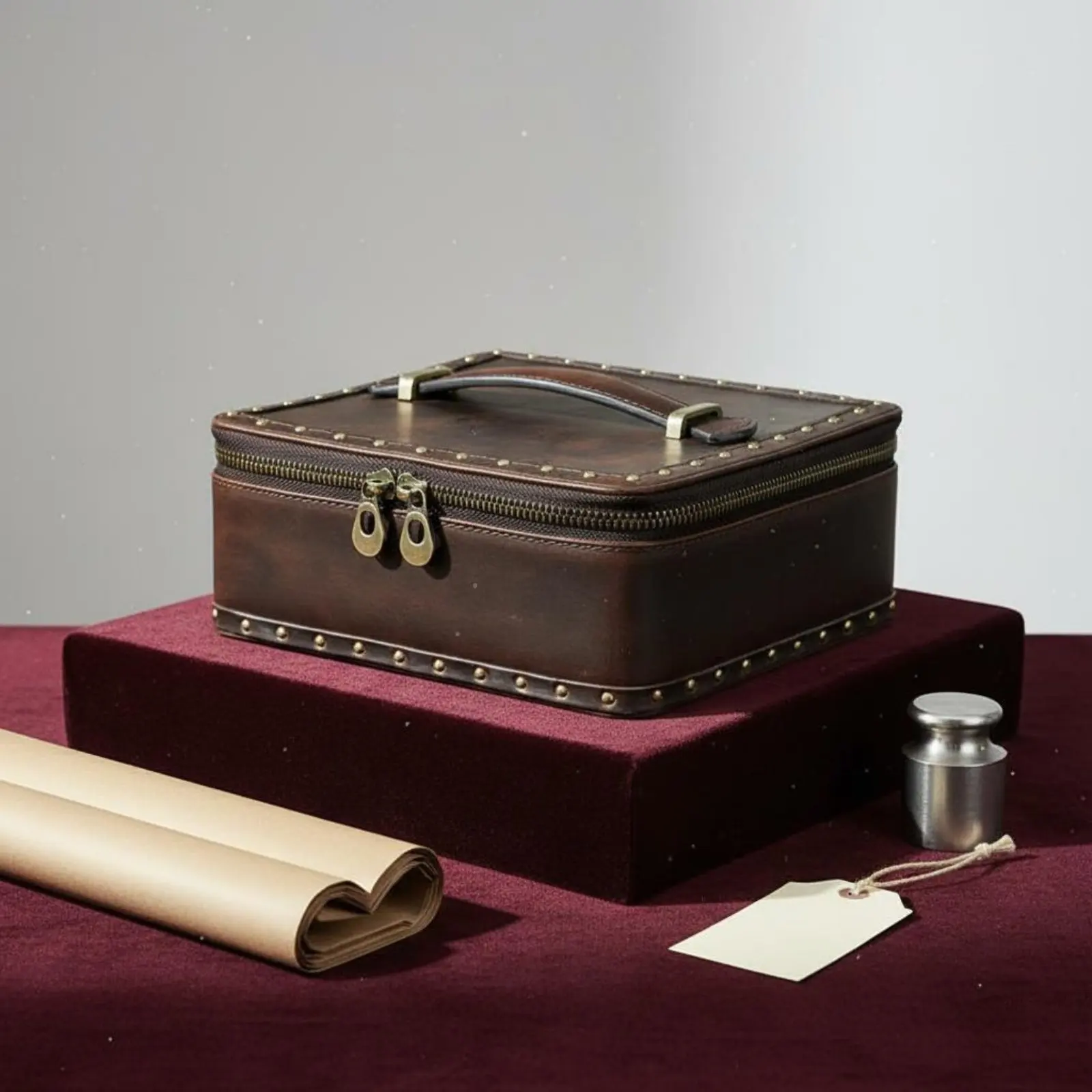 

Vintage Leather Jewelry Box Portable Handle Watch Jewelry Box Riveted Travel Case Luxury Leather Watch Case Soft Inner Soft