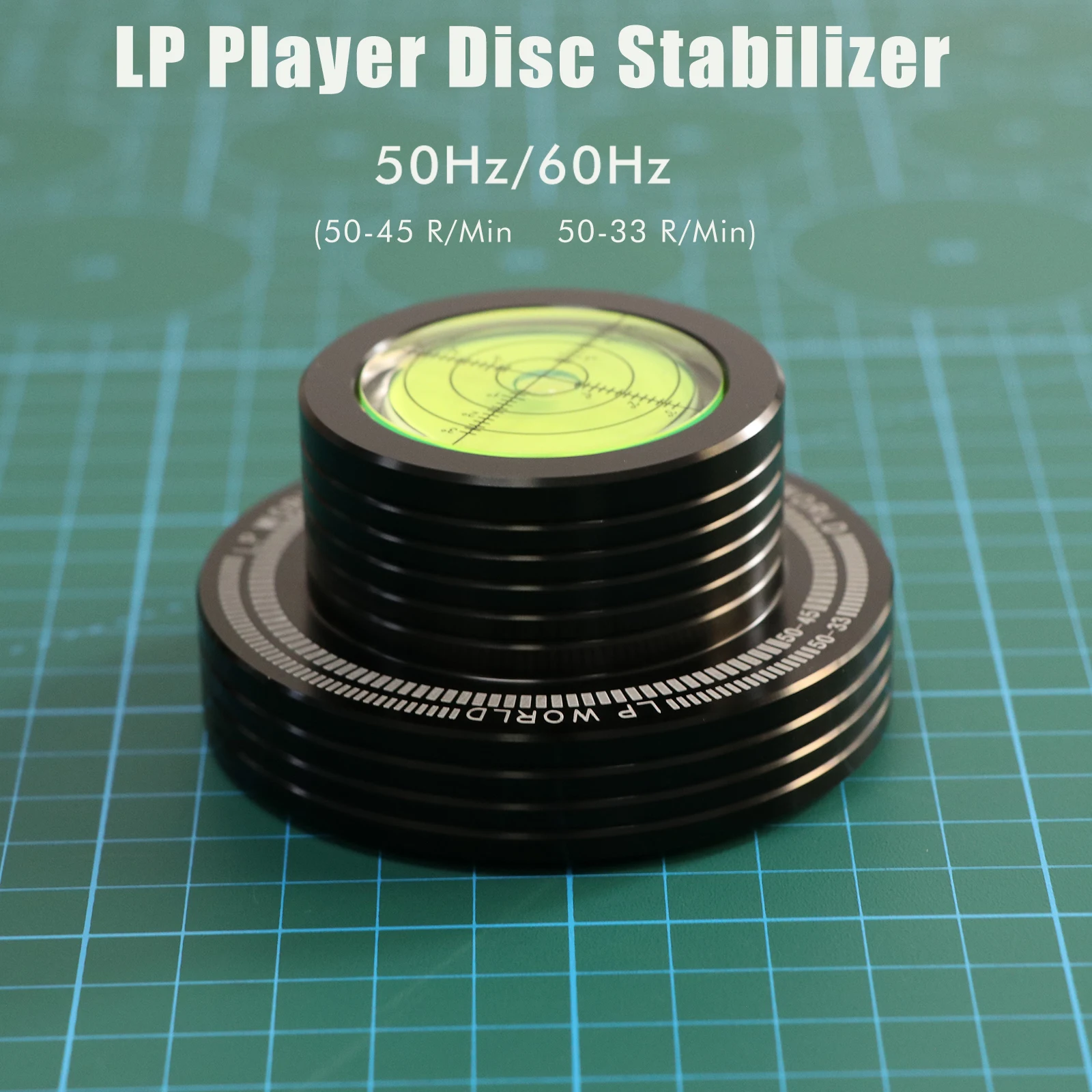 50Hz Anti-Vibration Aluminum Alloy Record Stabilizer 310g LP Clamp with Strobe Scale for Turntable Phonograph