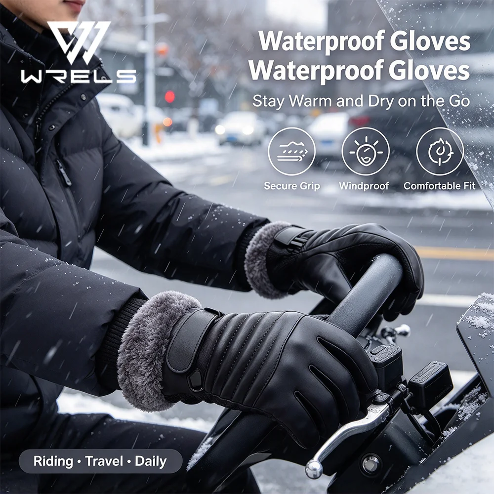 1/2/3 Pairs Winter Thickened Gloves Touch Screen Anti Slip Cycling Motorcycle Gloves Cold Protection Windproof Waterproof Gloves