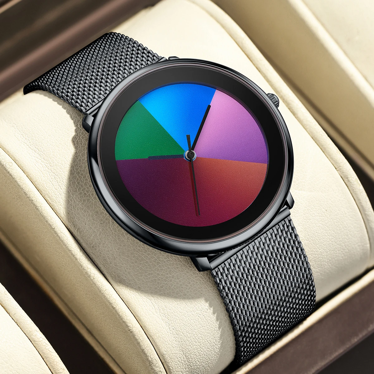 LIGE Unique Women Watch Fashion Casual Colorful Changing Dial Quartz Wriswatch Simple Ultrathin Steel Lady Watches Special Gift
