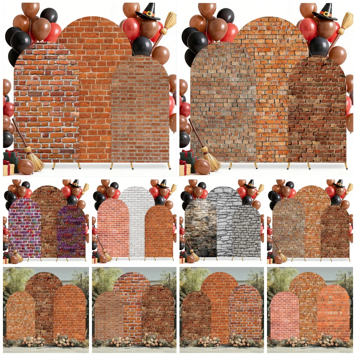 

Винтажный фон с кирпичной стеной и аркой, ретро текстура, день рождения, свадьба, семейный декор для вечеринки, детский портретный фотофон для взрослых