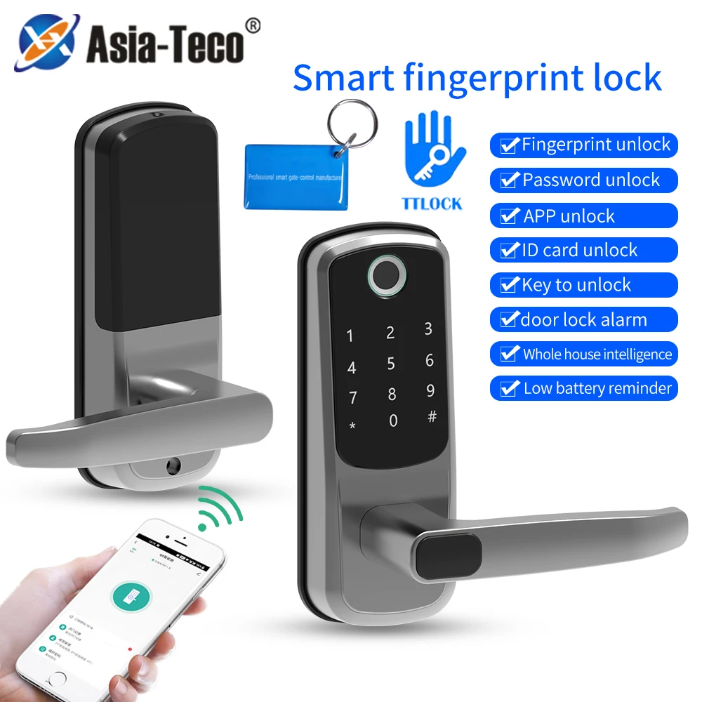 

Smart TTLOCK APP Electric Lock Remotely Biometric Fingerprint Card Password Key Unlock Electronic Intelligent Door Lock