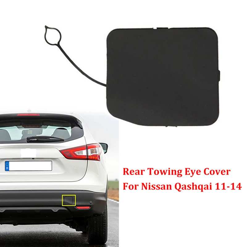 Black Car Rear Towing Eye Cover Cap for Nissan Qashqai J11 2014 2015 2016 2017 Pre-facelift 850714EA0A Replacement Accessories