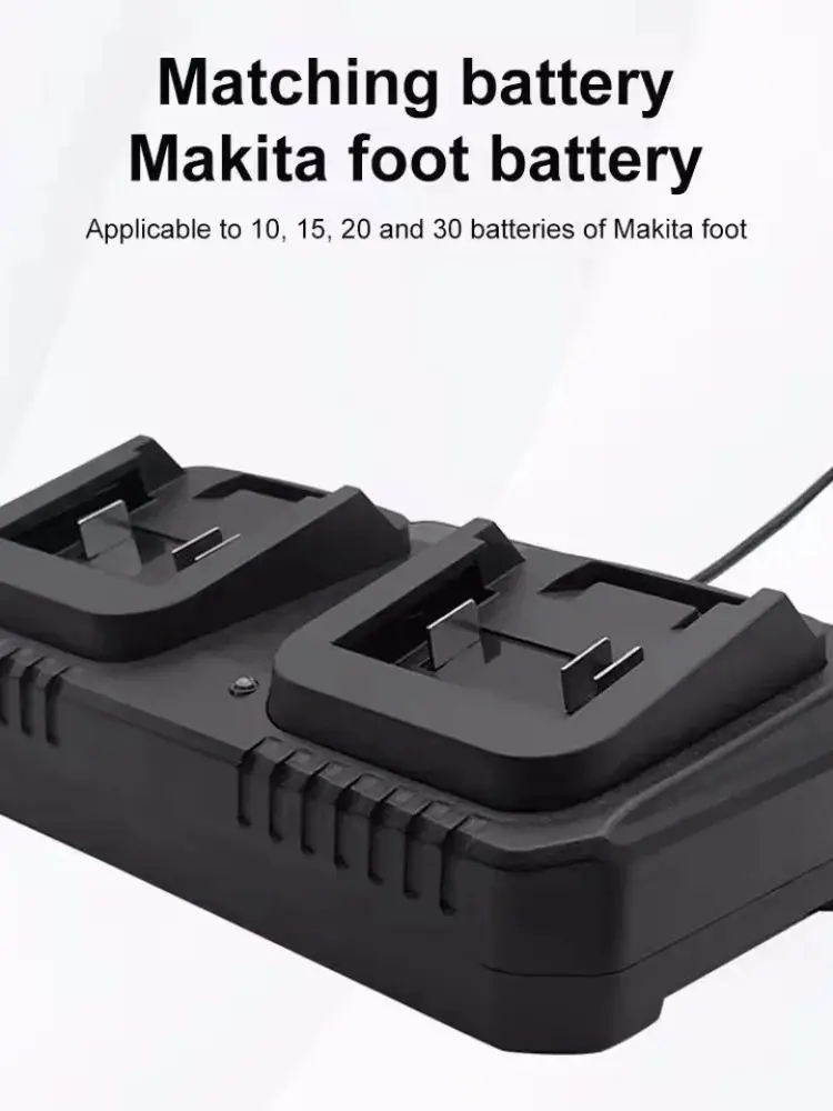 Ładowarka do akumulatorów litowych, podwójna, 2-portowa, do elektronarzędzi, wtyczka EU/US, do akumulatorów Makita 18V 21V BL1415/1815/1830/1850 — 2