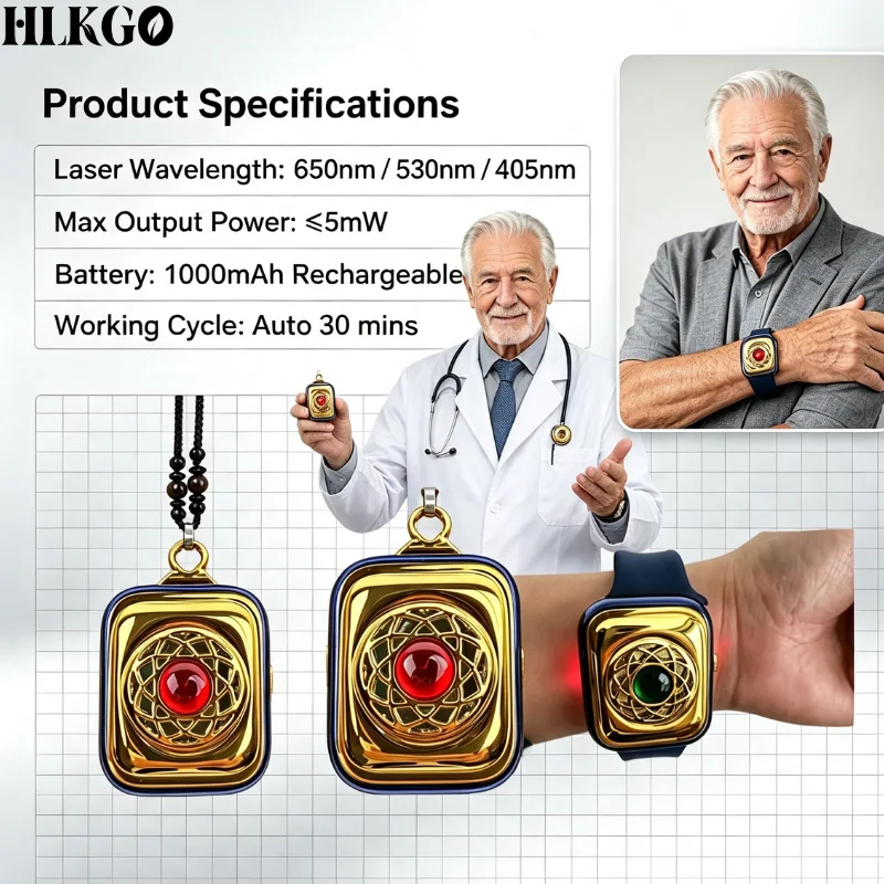 Advanced 3 Wavelength 2-in-1 Laser Watch Necklace for Poor Circulation Support & Heart Fatigue Recovery Home