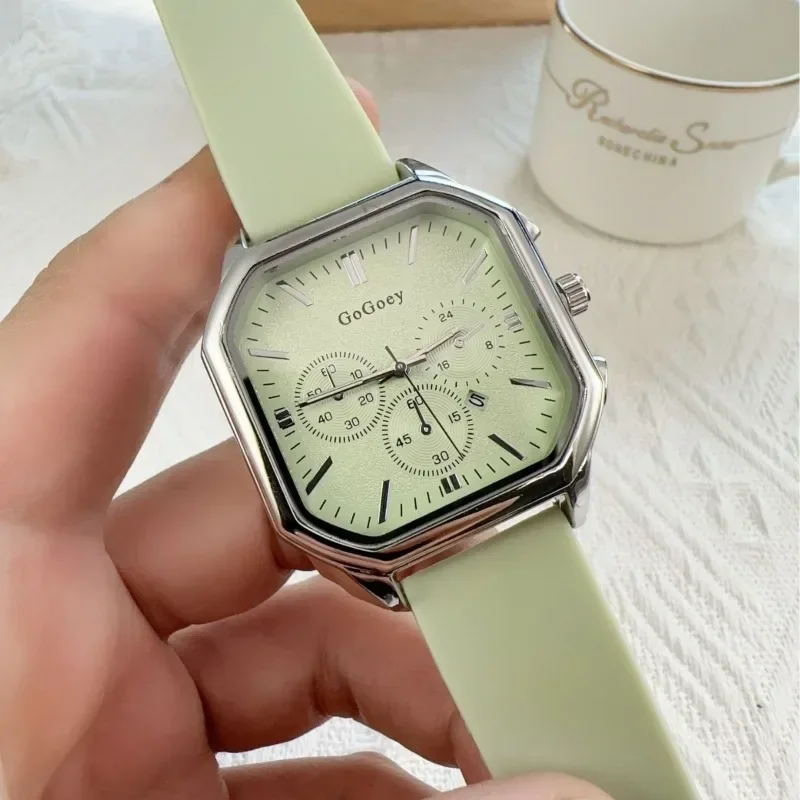 Brand Silicone Strap Large Dial Calendar Watch Fashion Sports Style Fake Three Eyed Watch for Man and Women Quartz Wristwatch