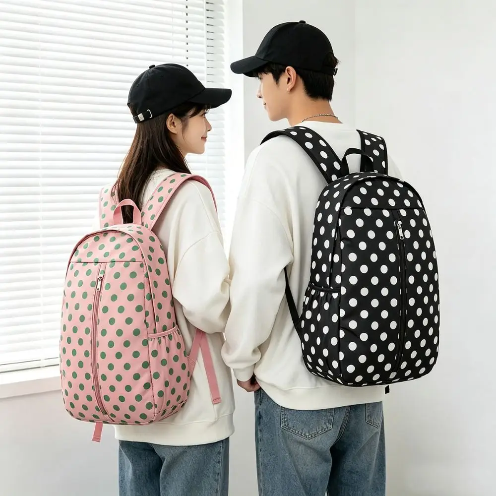 Polka Dot Backpack Waterproof Material Lightweight Design Travel Backpack Large Capacity Padded Straps Sports Backpack School