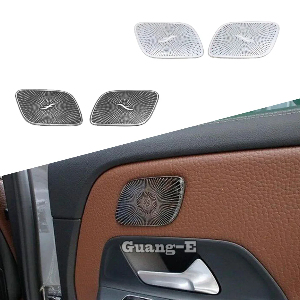 Stainless Inside Back Rear Door Audio For Mercedes Benz GLB Class W247 X247 2019 2020 2021 2022 2023 Speak Sound Ring Trim 2PCs