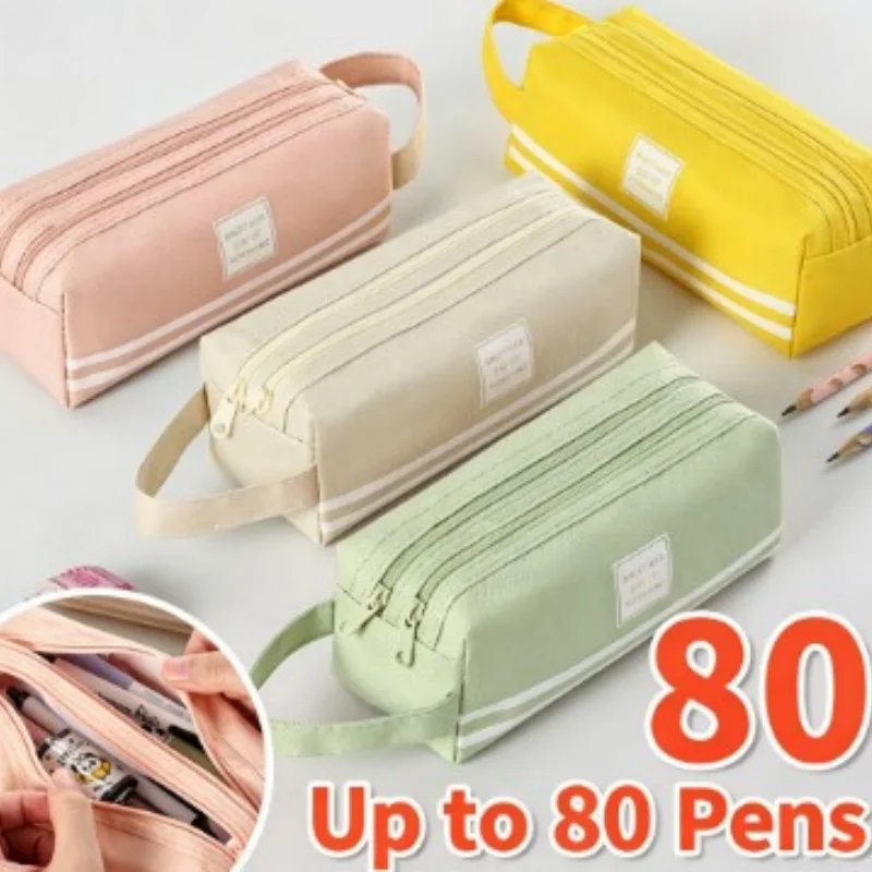 Pencil Box Large Space Pencil Case Double Layered Pencil Case Student Stationery Desk Storage Pencil Case