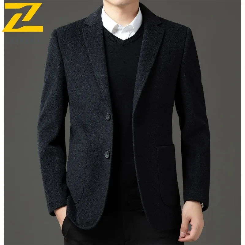 

COMXZ Lightweight Men Wool Coat Business Casual Thickened Warm Down Jacket High End Removable Lining Cold Resistant Winter Coats