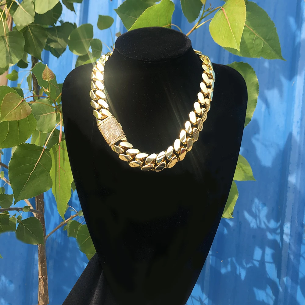 

Wholesale Choker 18k Gold Custom Gold Cuban Link Chain 24k Gold Cuban Miami Chain 20mm Miami Cuban Chain Necklace