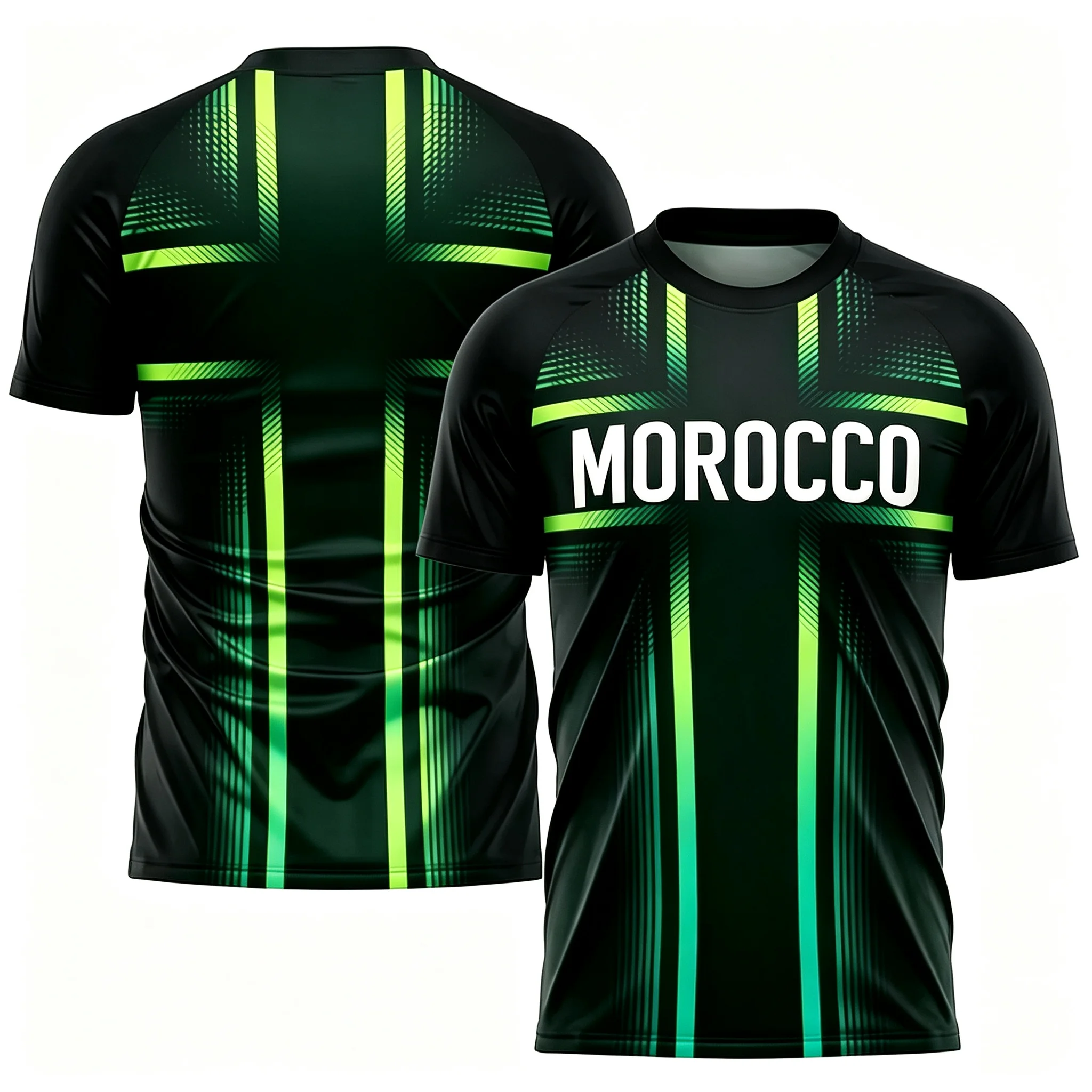 Men Short Sleeve T-shirt Multicolor Summer Polyester Breathable Morocco Letter Print Tops