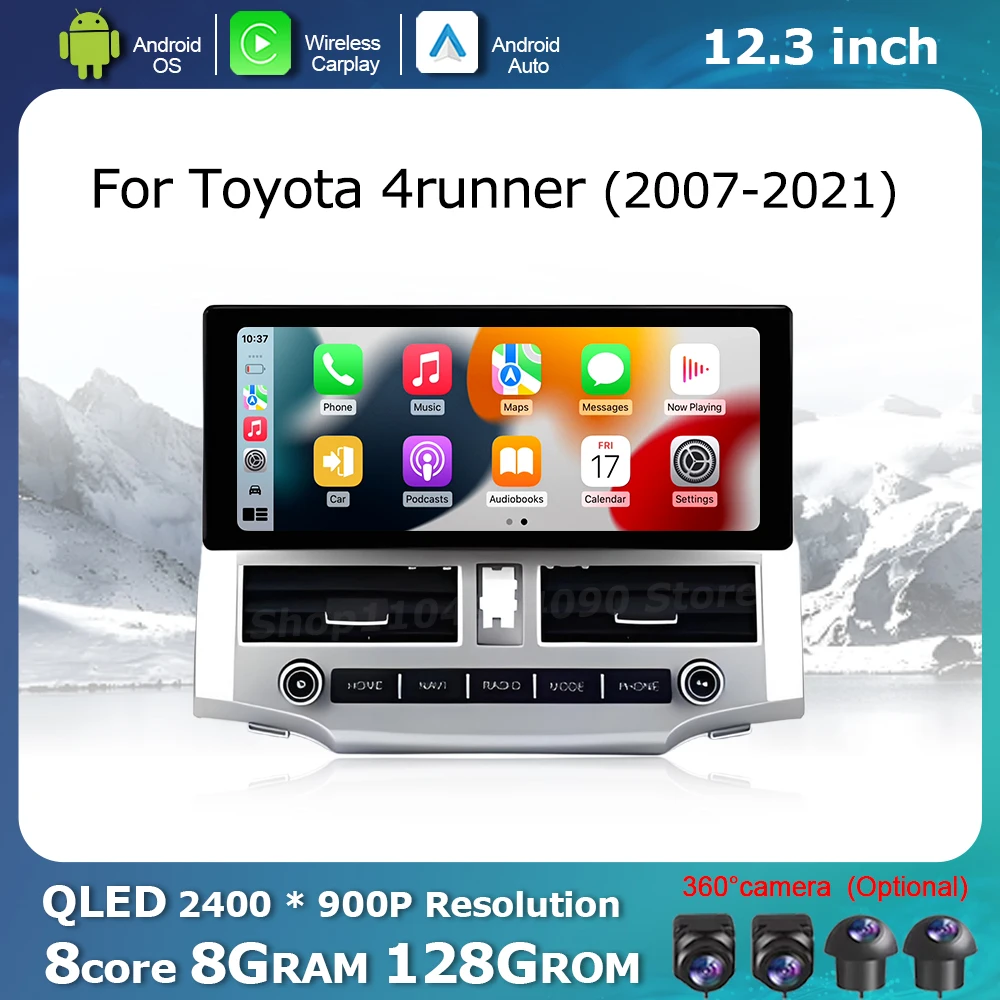 for Toyota 4runner 2007- 2021 Multimedia Radio Player GPS Navi WiFi Wireless Carplay Android Auto Car Accessories Display Screen