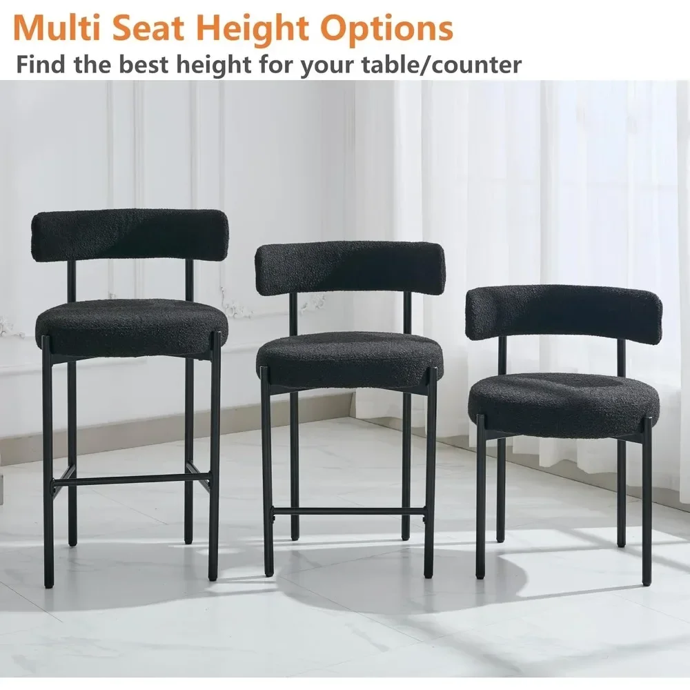 High Quality Counter Stools Set of 3, Black Bar Stools with Backs, for Kitchen Island/Kitchen Counter
