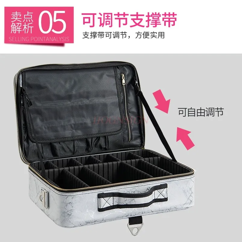 High end portable waterproof makeup bag with large capacity storage toolbox bag