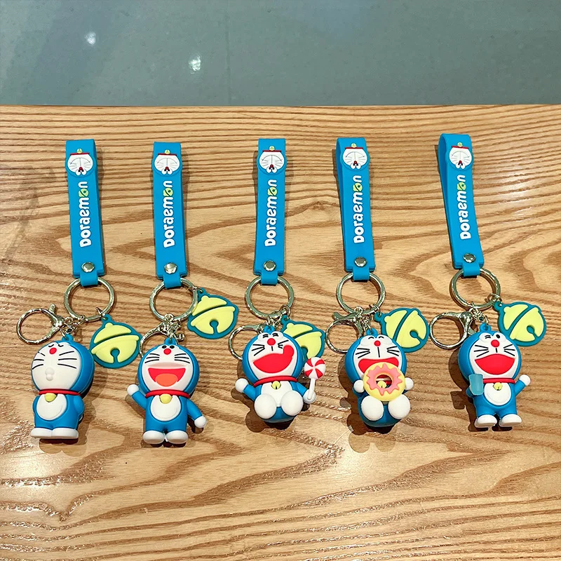 Cartoon Anime Doraemon Keychain Cute Dingdang Cat Pendant PVC Car Key Ring Charm Luggage Accessories Gift Toys for Children