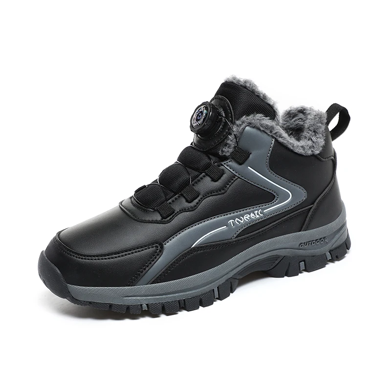 ブラックフライデーセール：メンズの快適なスノーブーツ、フェイクファー＆防水、労働者の日キャンプやハイキングに最適
