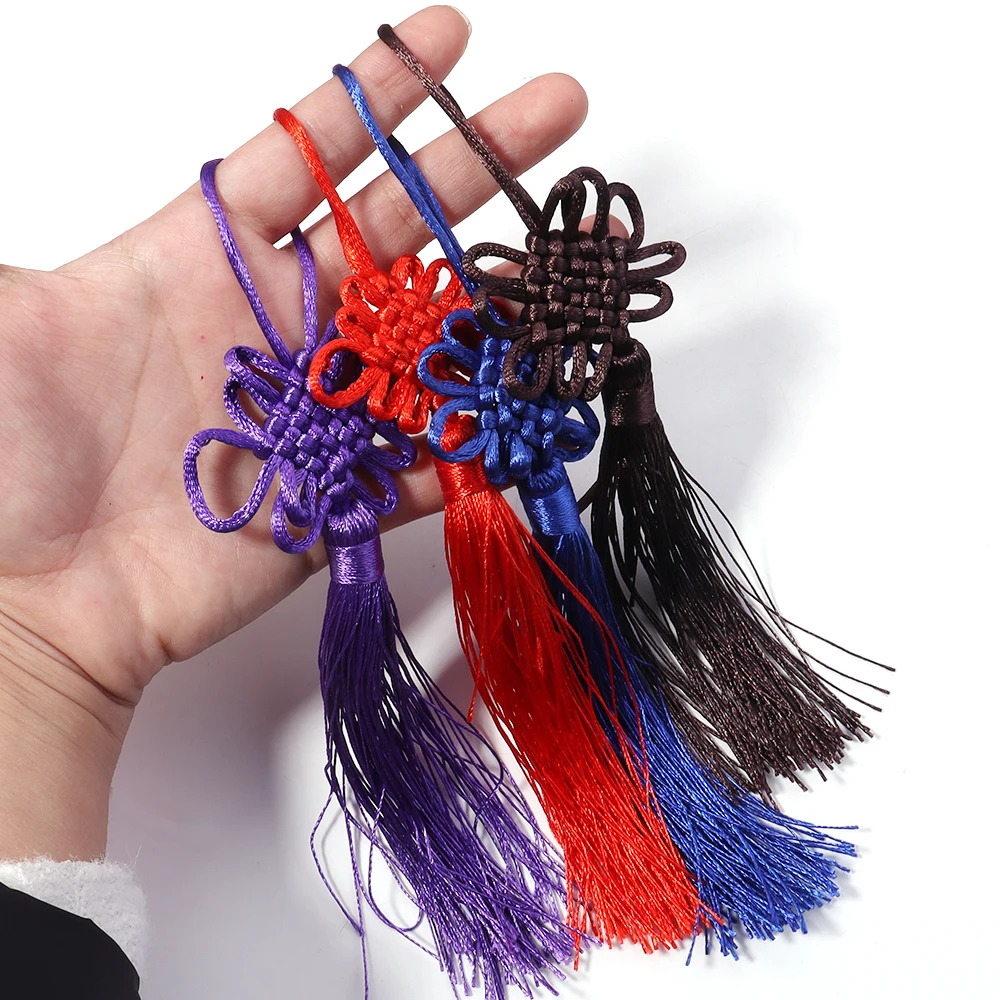 10PCS Handmade Chinese Knots Fortune Tassels Satin Silk Floss Tassel for New Year's Gifts Spring Festival DIY Craft Decor