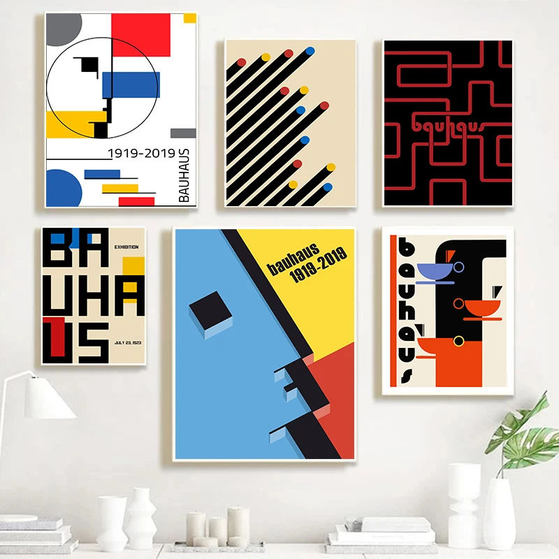 Medieval Modern Bauhaus Geometric Art illustration Abstract Poster Print Canvas Painting Wall Art Picture Living Room Home Decor