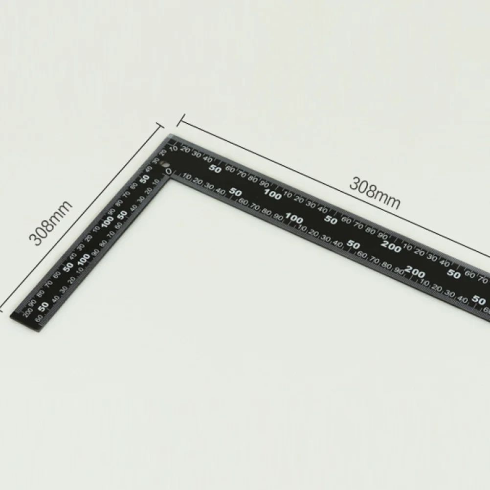 Herramienta de medición de regla de ángulo de 90 grados, cuadrado en L, de acero inoxidable, color negro, para carpintería, manualidades, 1 Uds.