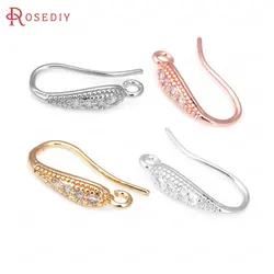 10PCS Height 18MM 18K Gold Color Brass and Zircon Earrings Hooks Jewelry Earrings Making Supplies Diy Findings Accessories