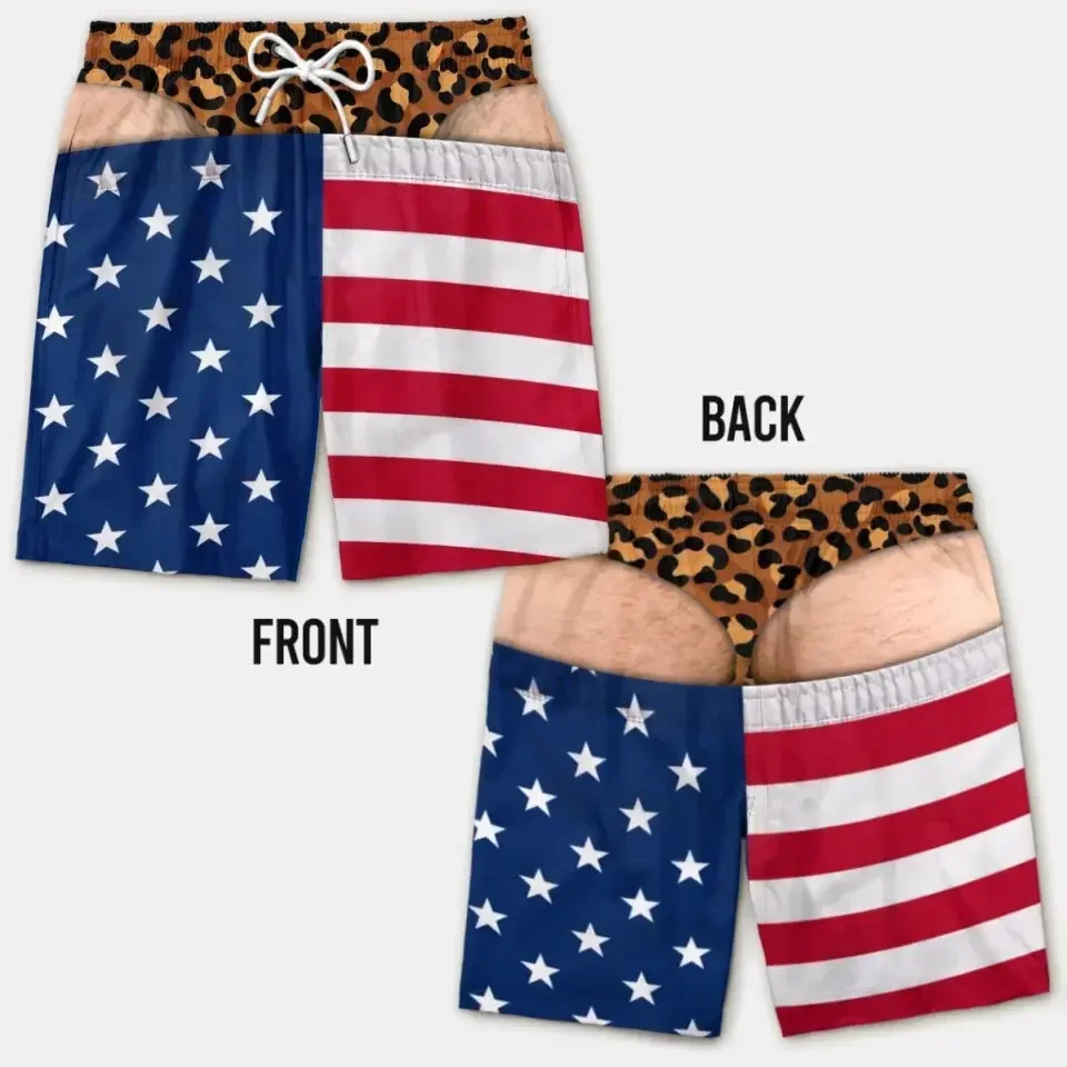 Lustige 3D-Shorts mit Haarigem Po-Print für Männer, Elastischer Kordelzug, Neuartige Badehose, Schnelltrocknend, für Poolparty und Urlaub, XXS-6XL – Detail 8