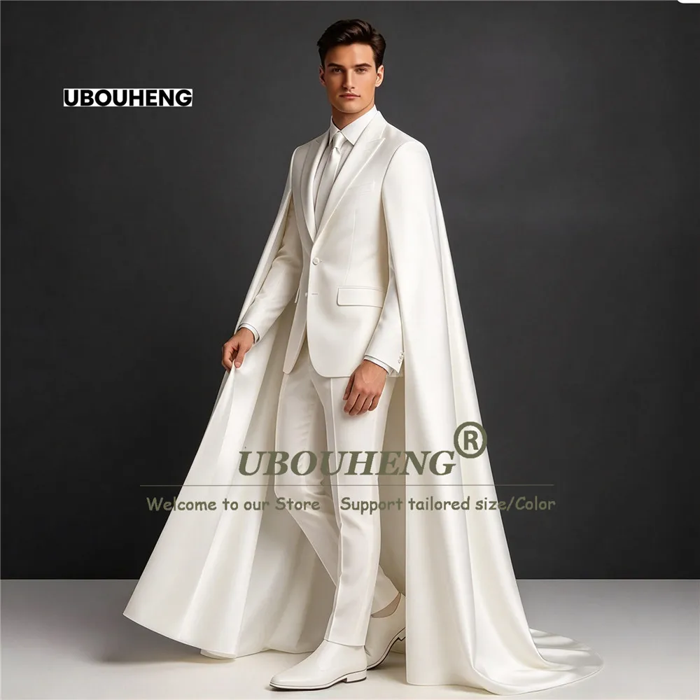 Victorian Men's Suit For Wedding Tailcoat Gothic Single Breasted Prom Blazer With Cape Long Customized Man Banquet Tuxedo Attire