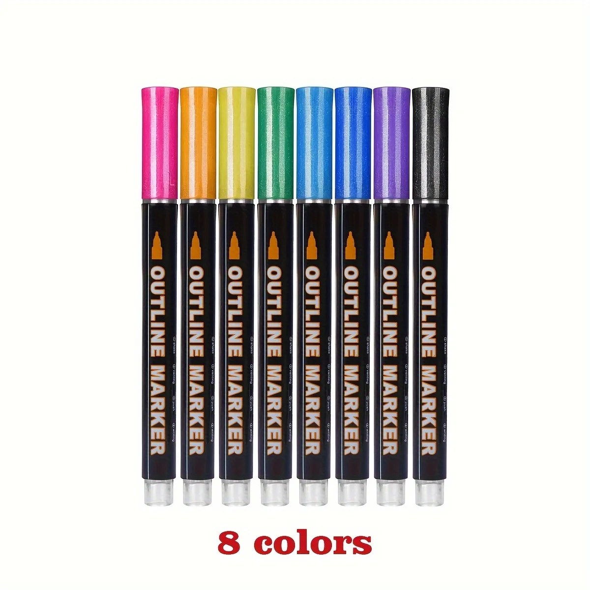 

12 шт./8 шт. металлическая контурная ручка с двойной вспышкой | Цветная маркировка вспышки, граффити, художественное ремесло своими руками, раскраска подарочной карты, праздничные подарки