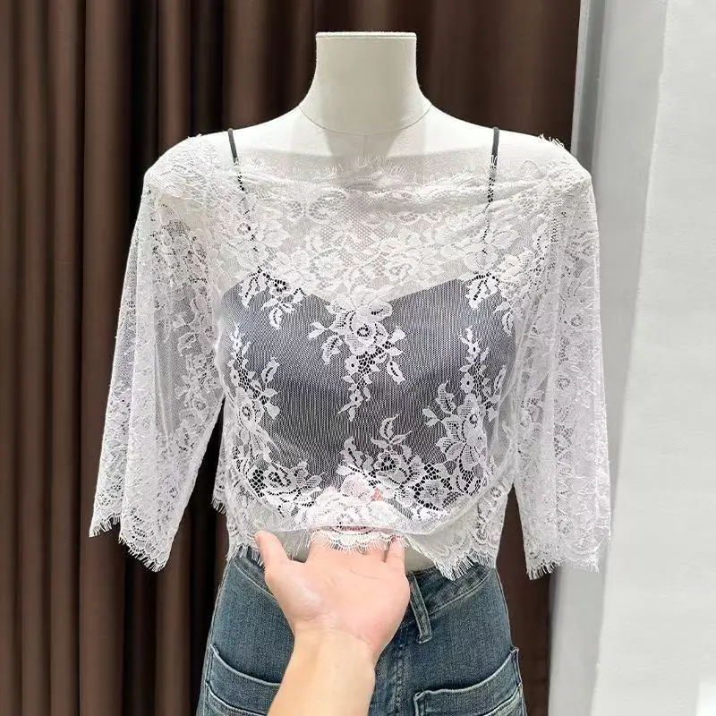 

Прозрачная прозрачная рубашка, женские сексуальные сетчатые топы в стиле Харадзюку, сетчатая майка, топ со звездой, Camisas Femininas, Клубная одежда, прозрачная футболка