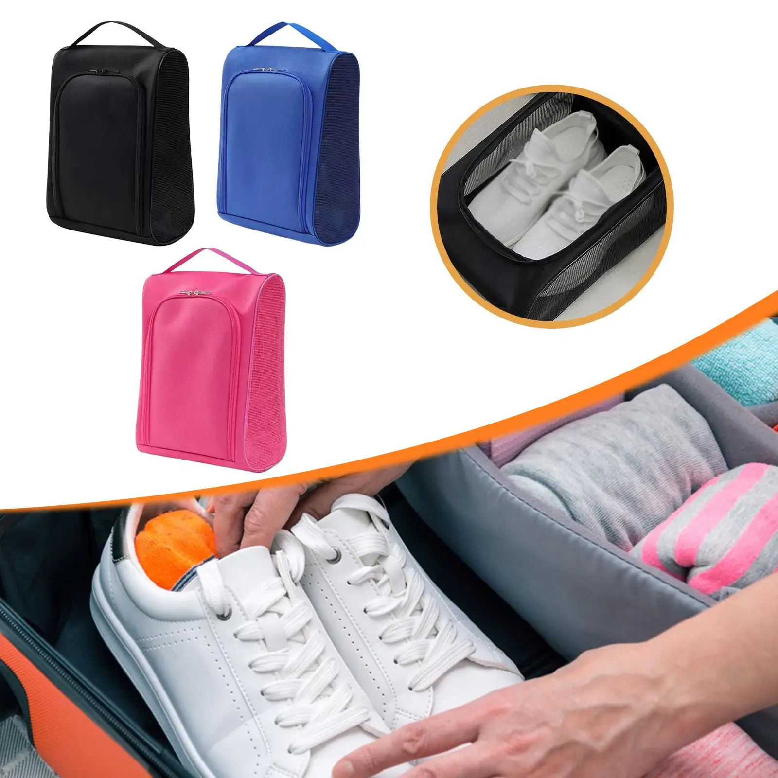 

Golf Shoes Bag Organizer Lightweight Oxford Cloth Breathable Pouch Sports Storage Bag for Camping Travel Tennis Rugby Cycling