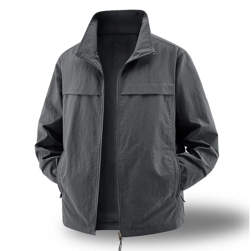 

Весна 2026: Мужская уличная модная куртка свободного кроя с воротником, спортивная, однотонная, простой дизайн, легкая, из смесовой шерсти