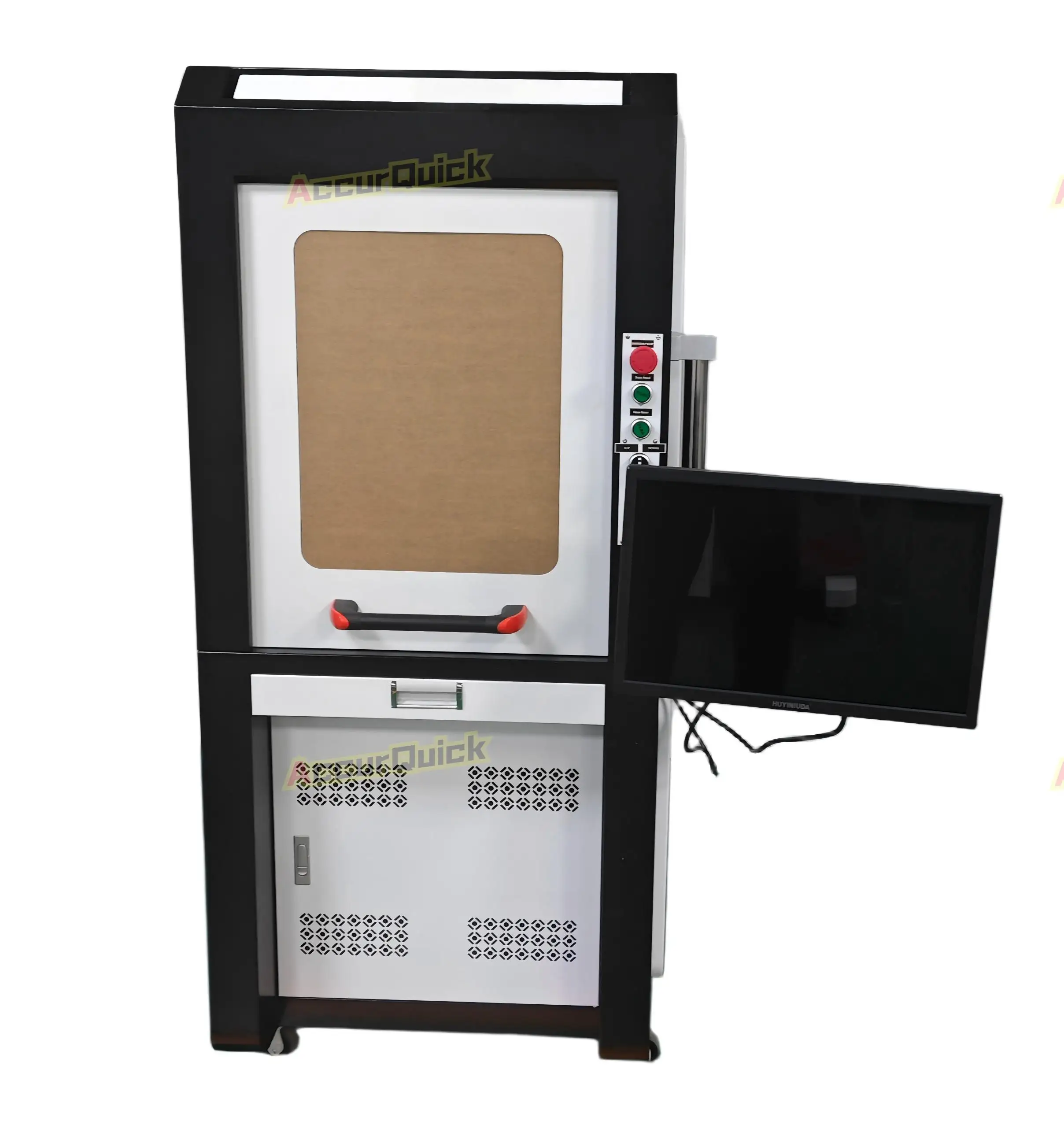 Raycus 50W 100W Fiber Laser Engraving Machine Enclosed Marking Cutting on Metal Auto Parts