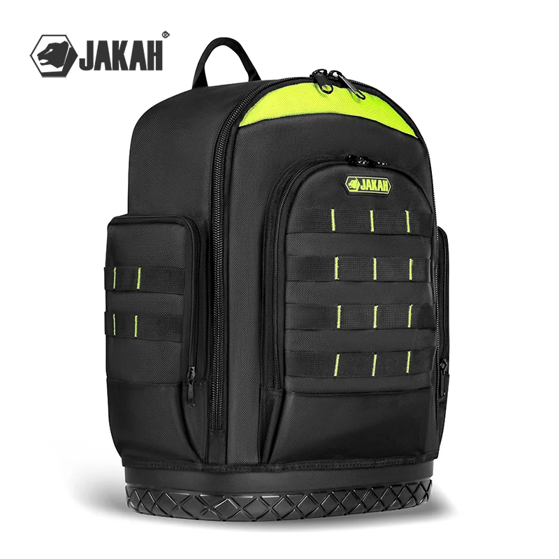 JAKAH New Heavy Duty Thickened Tool Backpack with Plastic Bottom for Tool Bag Organizer Electrician Man Gift HL096