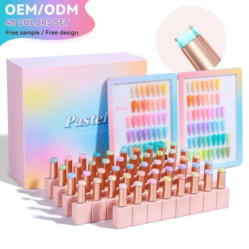 JTING New Arrival Popular SummerPastel 48 Colors Nail Gel Polish Box SetBook OEM Customize Your Own