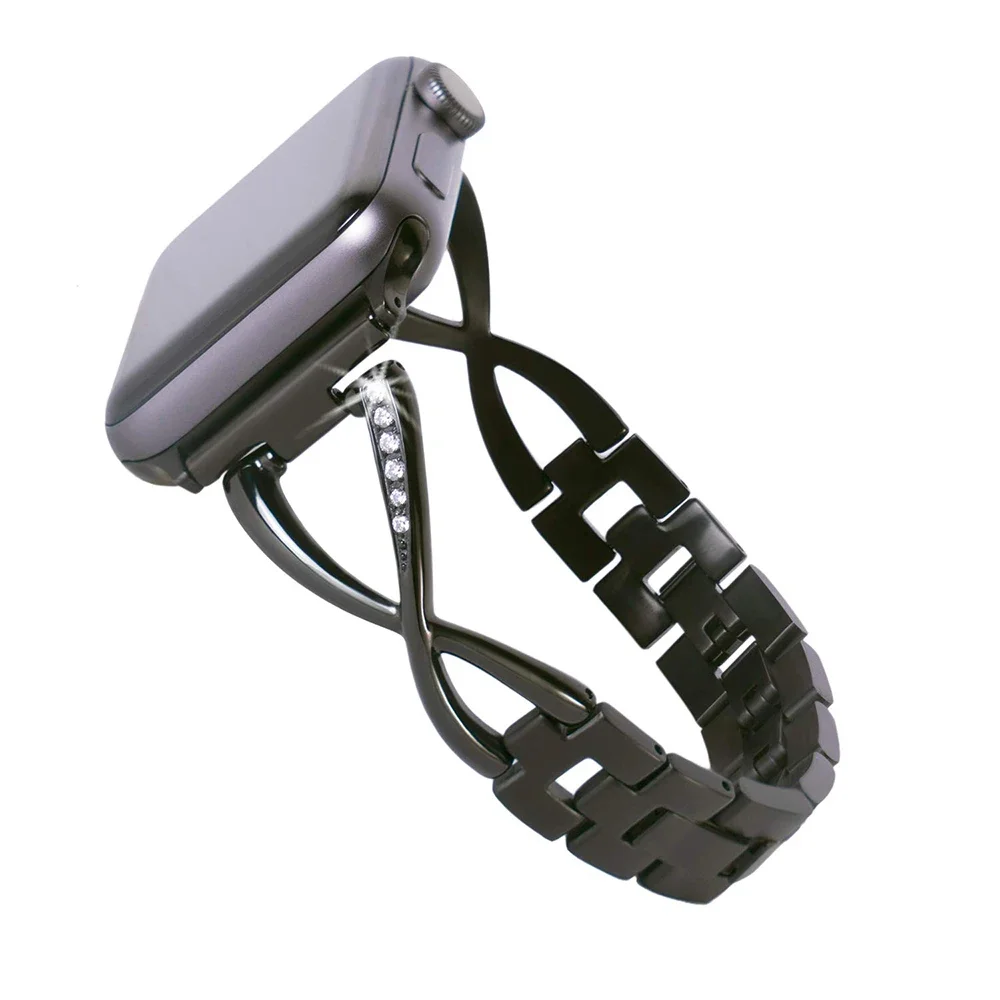 Cinturino in metallo con diamanti per Apple watch Ultra1/2/3 49mm 11/10 42/46mm 9 8 7 45mm 41mm cinturino da donna iwatch 6 5 4 3 SE/3 44mm 40mm