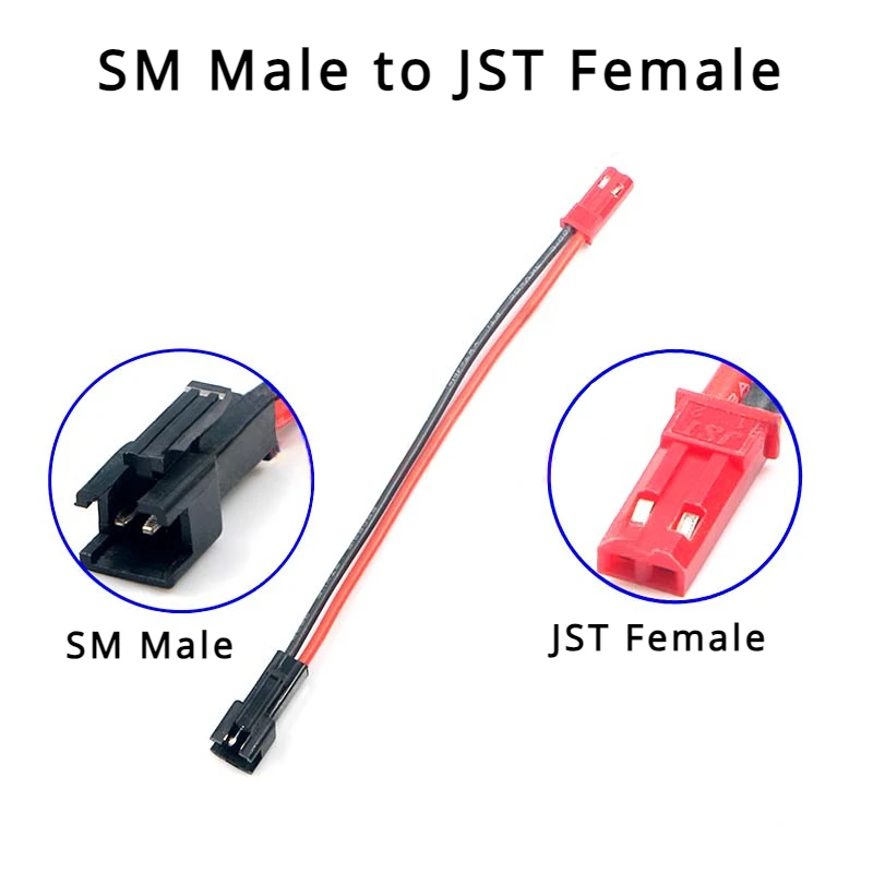 2/5/10Pcs/lot SM Female/Male to JST Male/Female Plug Connector Adapter for RC Car Airplanes Remote Control Parts 22AWG 10cm
