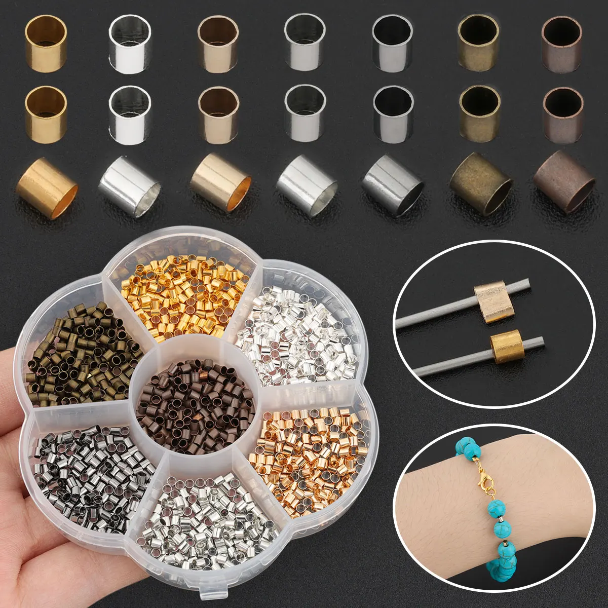 1050 Pcs/box Jewelry Making Parts - Cylindrical Positioning Tube Beads - Suitable for DIY bracelet and necklace jewelry making