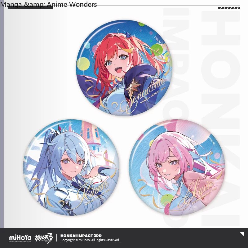 Presale Sunsyea Honkai Impact 3rd Official Merch MiHoYo Original Authentic QJQD Series Badge Kiana Elysia Senadina