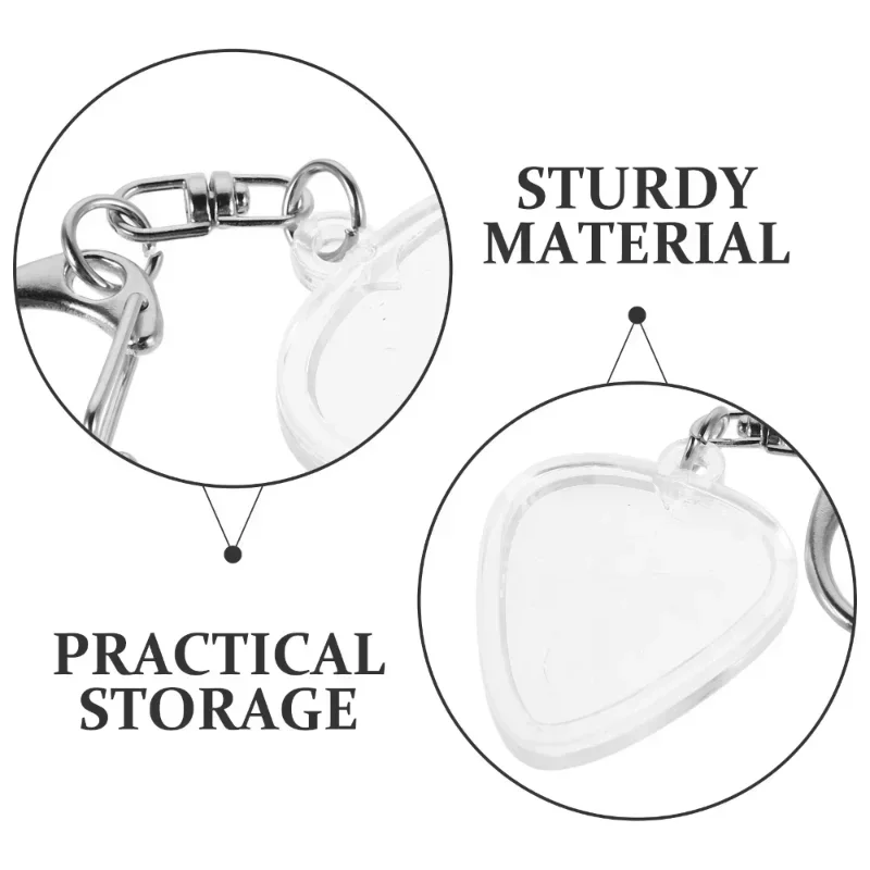 Picture 4: Guitarists Storage Guitar Pick Collection Box Clear Holder Keyring Bag Heart Shaped Picks Size Case Musical Accessories