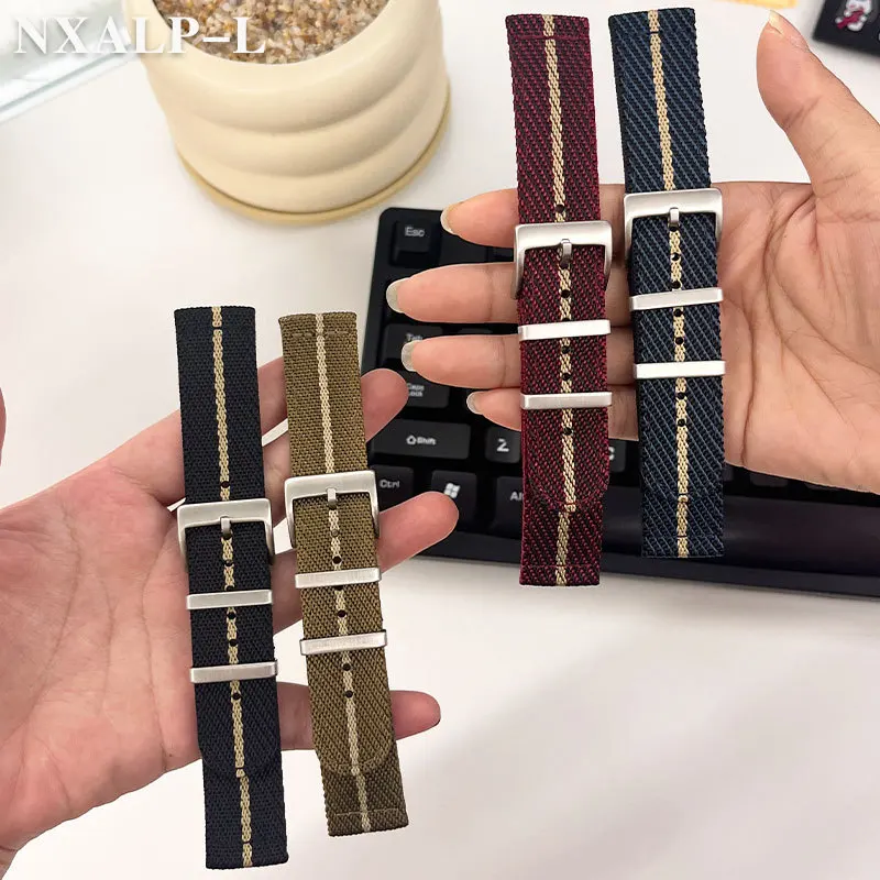 حزام ساعة نايلون ممتاز للرجال ، سوار رياضي عسكري بديل ، تحرير سريع ، سوار ساعة قماش قماشي عالمي ، 20 أو 22 أو